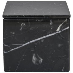 CUSTOMIZED Handmade Squared Black Marquina Marble Box with Lid