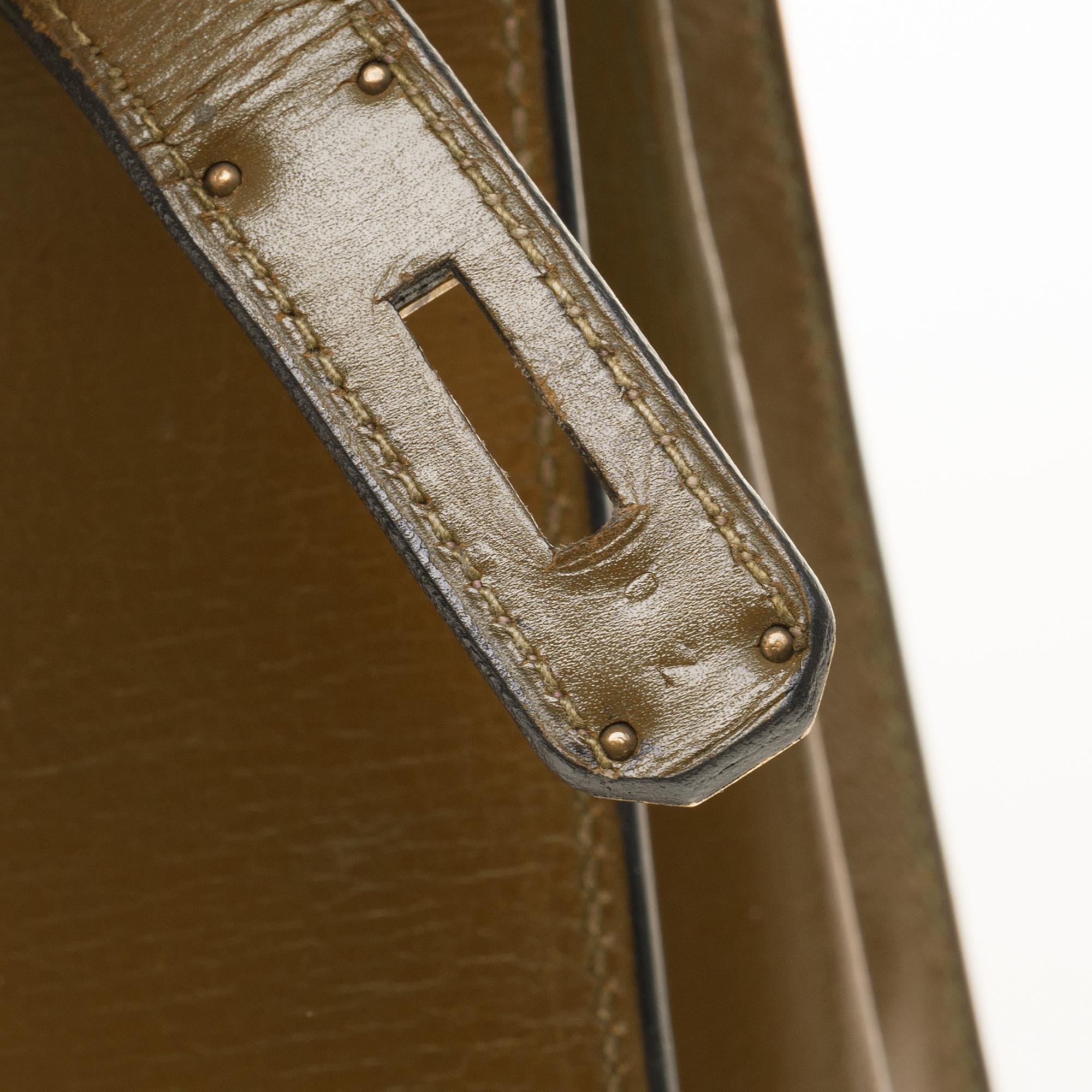 Women's Customized Hermès Kelly 28 in green calfskin strap with green Crocodile, GHW