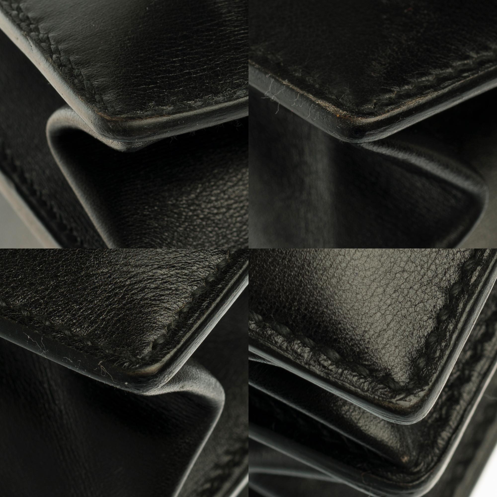 Customized Hermès Sac à dépêches briefcase in black calf and crocodile leather  4