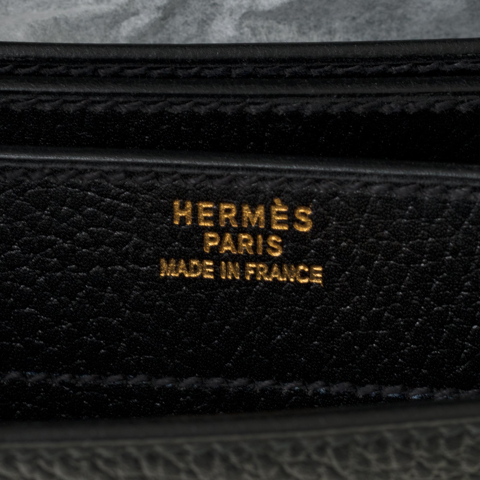 Customized Hermès Sac à dépêches briefcase in black togo and crocodile leather  2