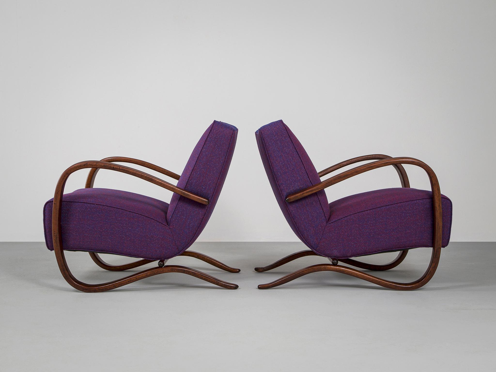 Customized Jindrich Halabala Lounge Chairs In Good Condition In Waalwijk, NL
