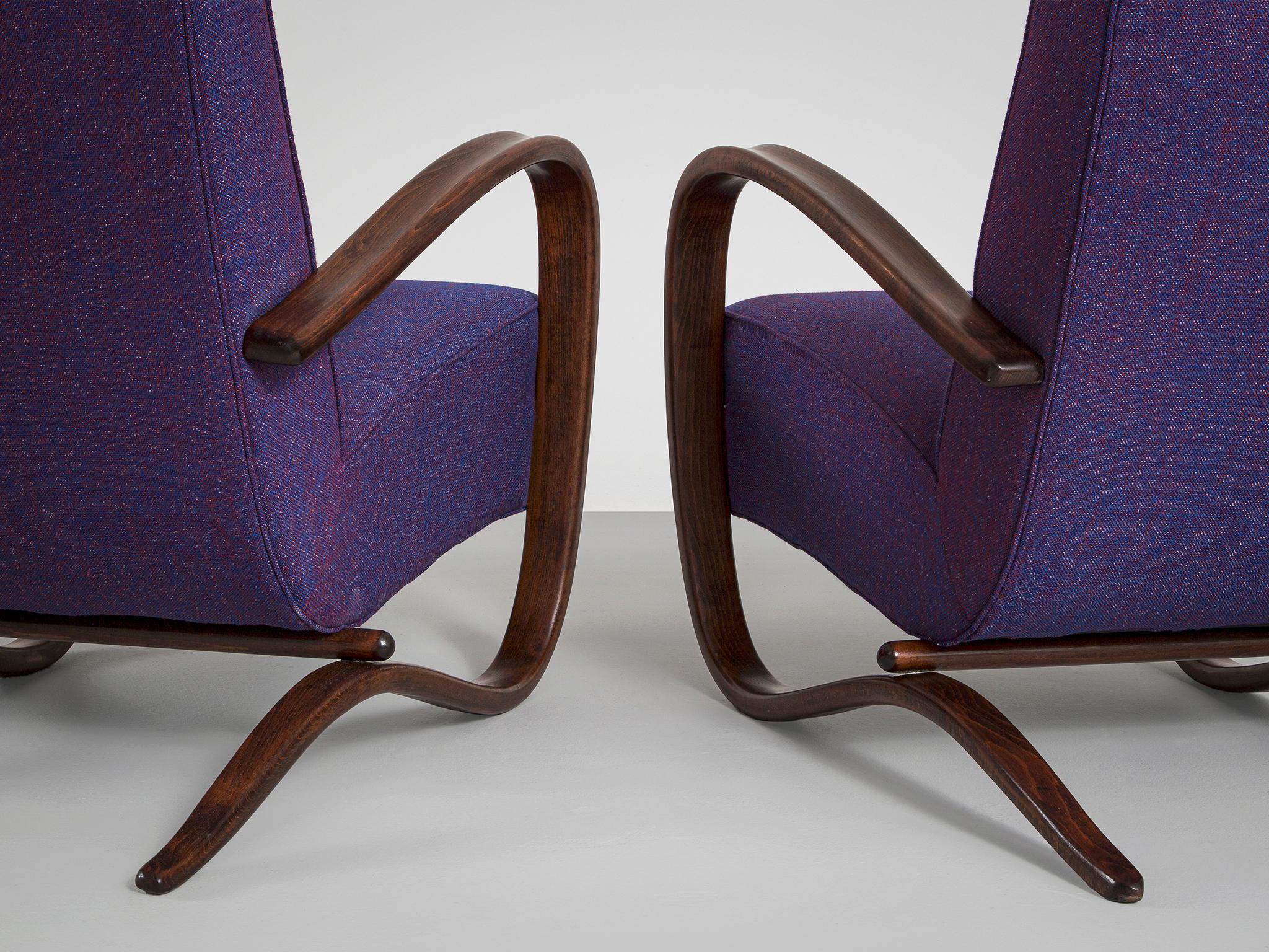 Fabric Customized Jindrich Halabala Lounge Chairs