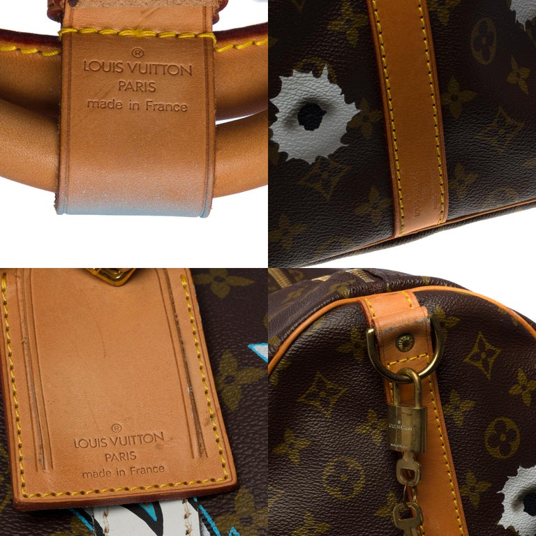 Customized JAMES BOND VS DONALD Louis Vuitton Keepall 60 travel bag strap  For Sale at 1stDibs