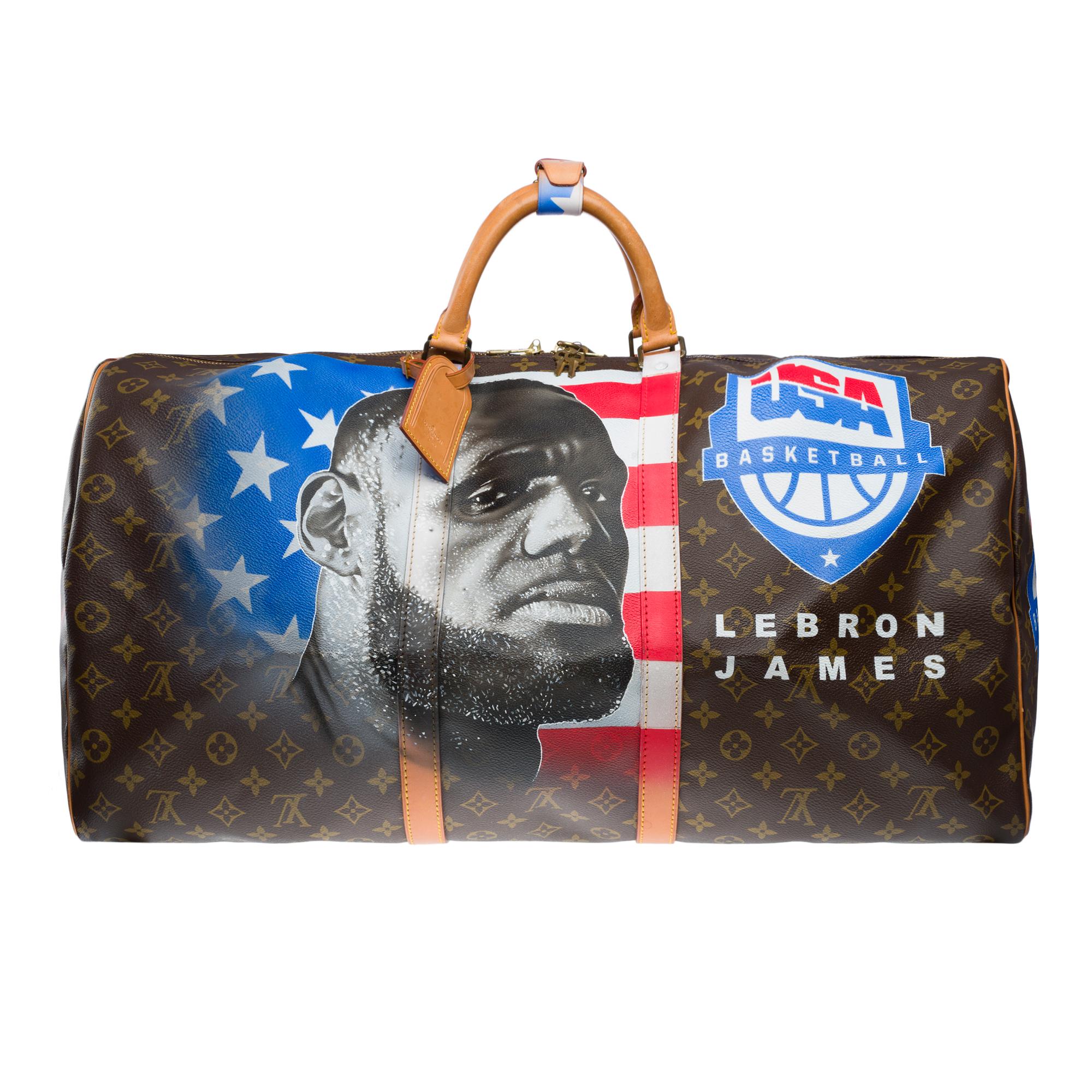 Exceptional​​ ​​Louis​​ ​​Vuitton​​ ​​Keepall​​ ​​60​​ ​​Travel​​ ​​bag​​ ​​strap​​ ​​in​​ ​​brown​​ ​​monogram​​ ​​canvas​​ ​​and​​ ​​natural​​ ​​leather​​ ​​