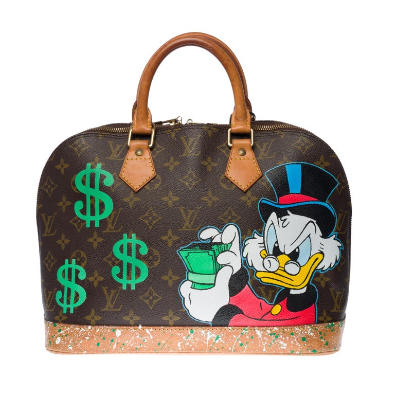 Customized Louis Vuitton Alma Picsou loves Money in brown monogram canvas!