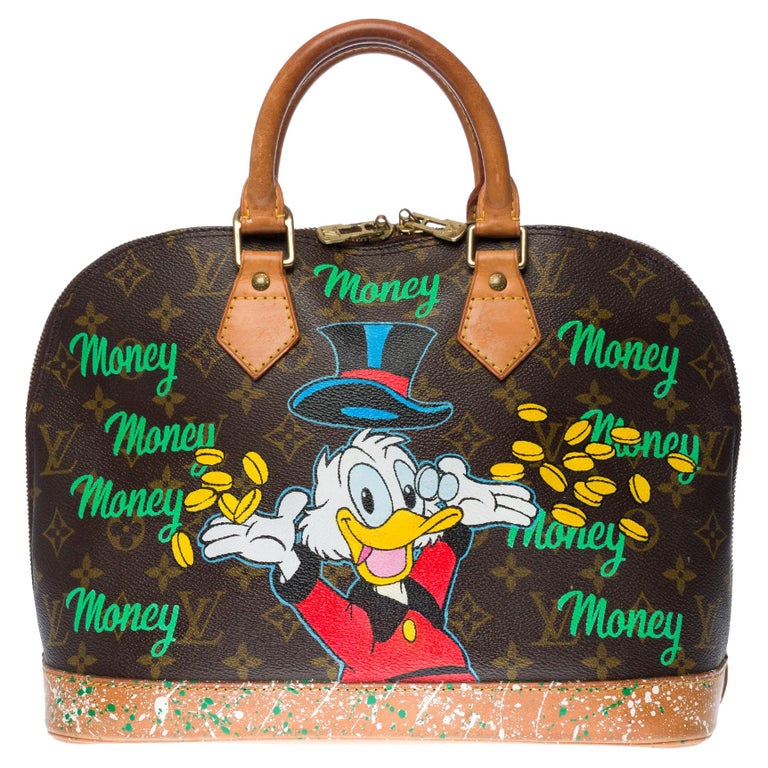 Customized Louis Vuitton Alma Picsou loves Money in brown monogram  canvas! For Sale at 1stDibs