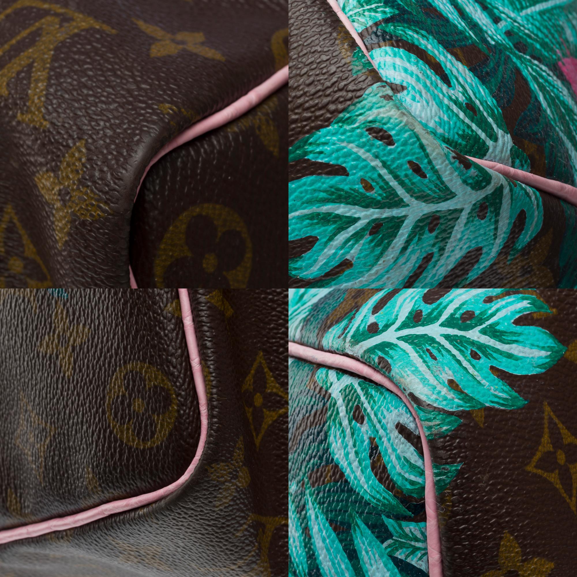 Maßgefertigte Louis Vuitton Keepall 45 Reisetasche mit rosa Krokodilleder im Angebot 6