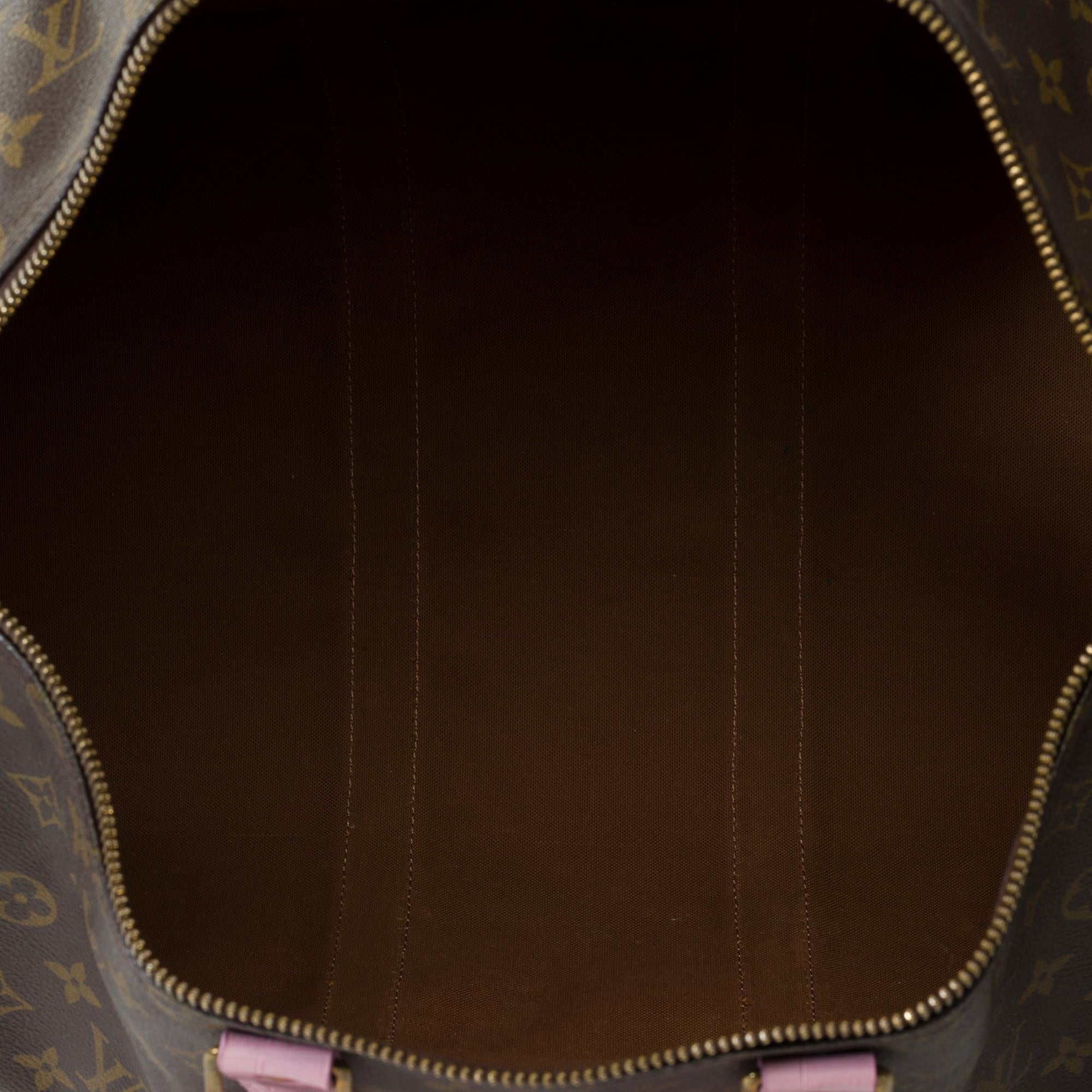 Maßgefertigte Louis Vuitton Keepall 45 Reisetasche mit rosa Krokodilleder im Angebot 3