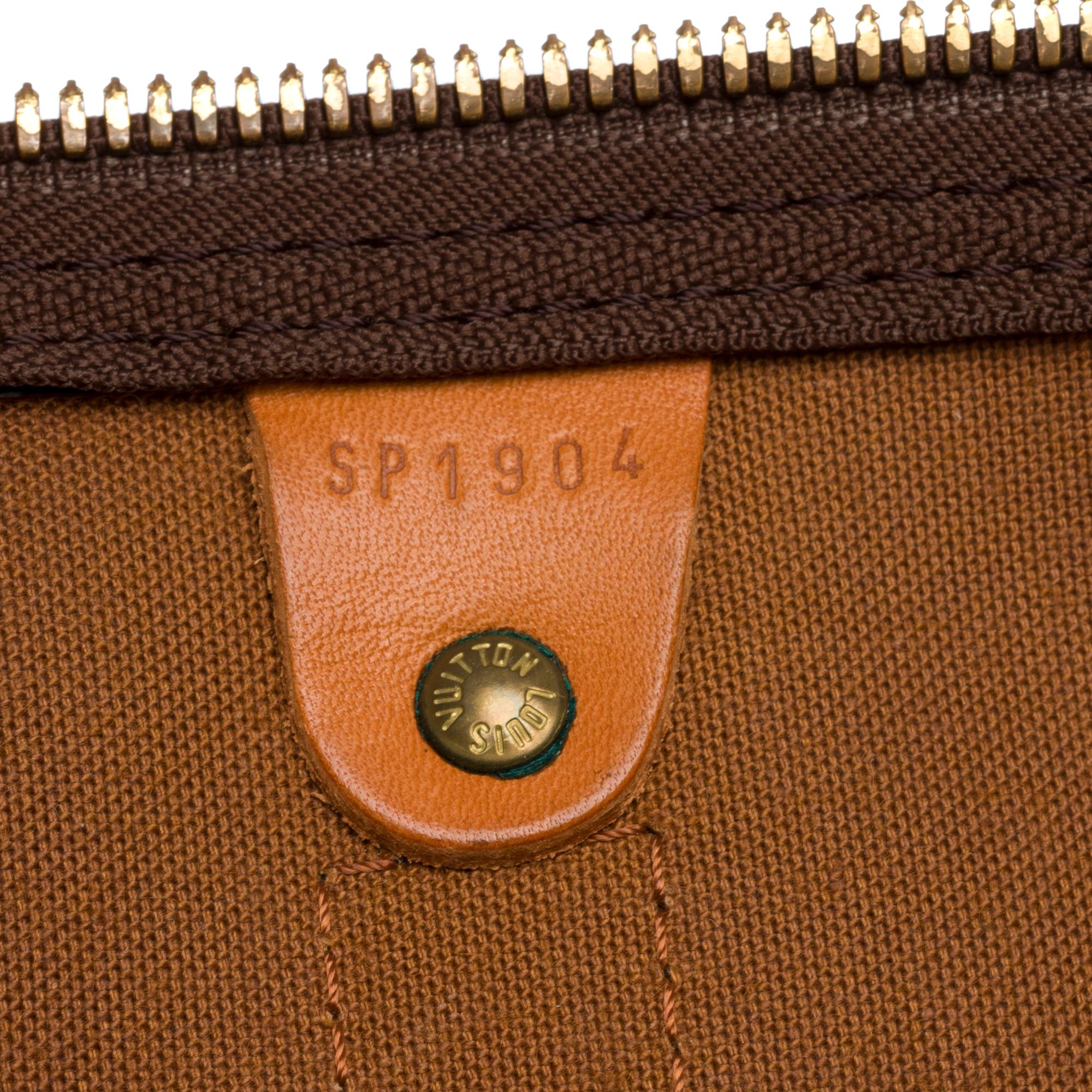 Brown Customized Louis Vuitton Keepall 50 Travel bag in brown canvas