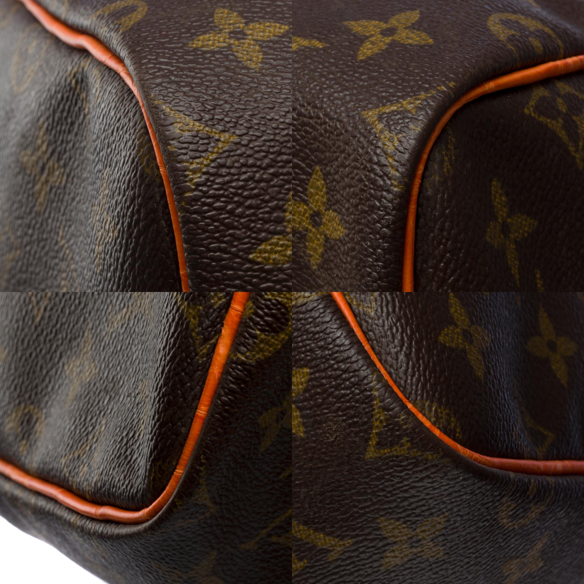 Maßgefertigte Louis Vuitton Keepall 55 Reisetasche mit orangefarbenem Krokodil-Armband im Angebot 5