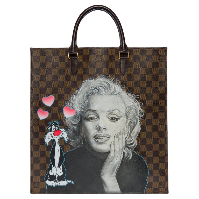 Customized Louis Vuitton Plat "Grosminet in crush with Marilyn" Tote bag  For Sale