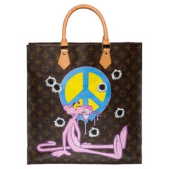 Customized Louis Vuitton Plat "Peace Panther" Tote bag in brown monogram canvas 