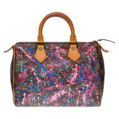 Customized Louis Vuitton Speedy 25 "Rainbow" handbag in Monogram canvas