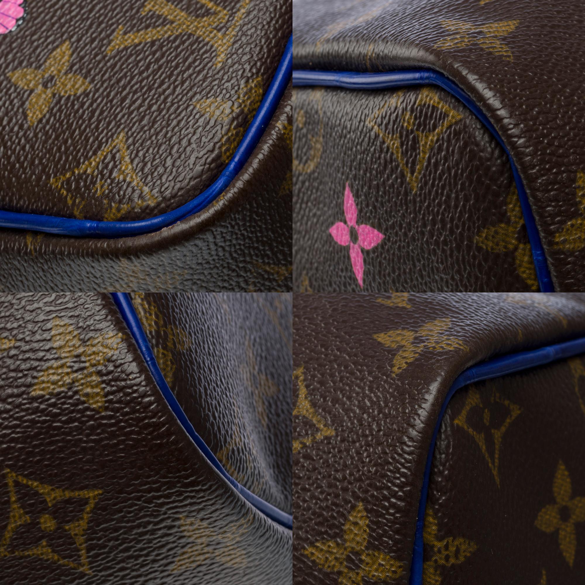 Customized Louis Vuitton Speedy 30 handbag Butterfly with Blue Crocodile leather For Sale 5