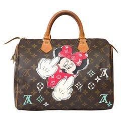 Customized Louis Vuitton Speedy 30 "I Hate You So Much" handbag in brown canvas