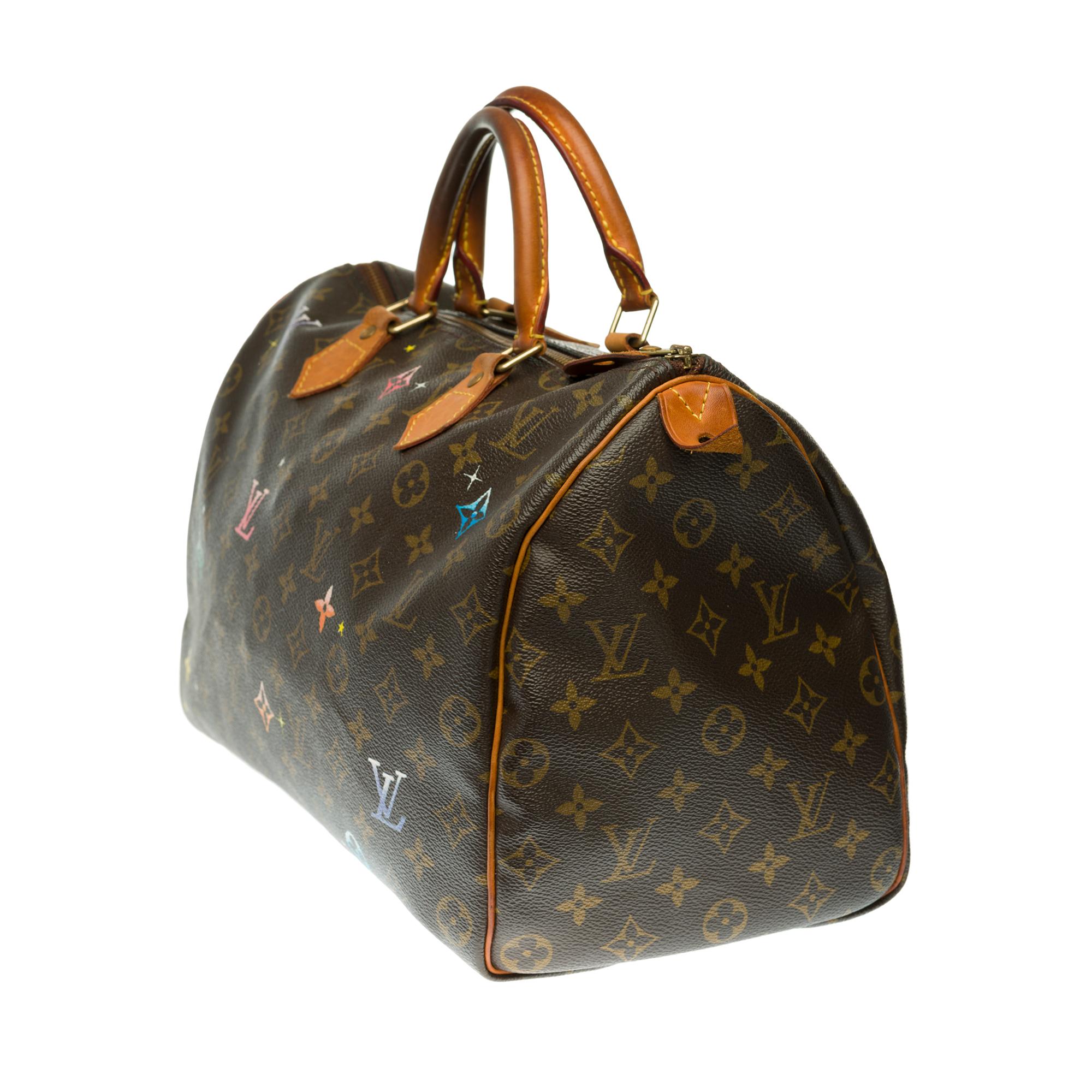 Black Customized Louis Vuitton Speedy 35 handbag in Monogram canvas