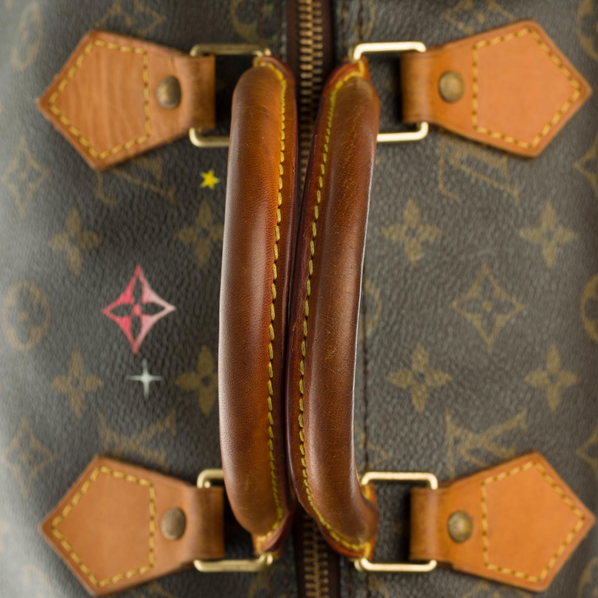 Customized Louis Vuitton Speedy 35 handbag in Monogram canvas 3