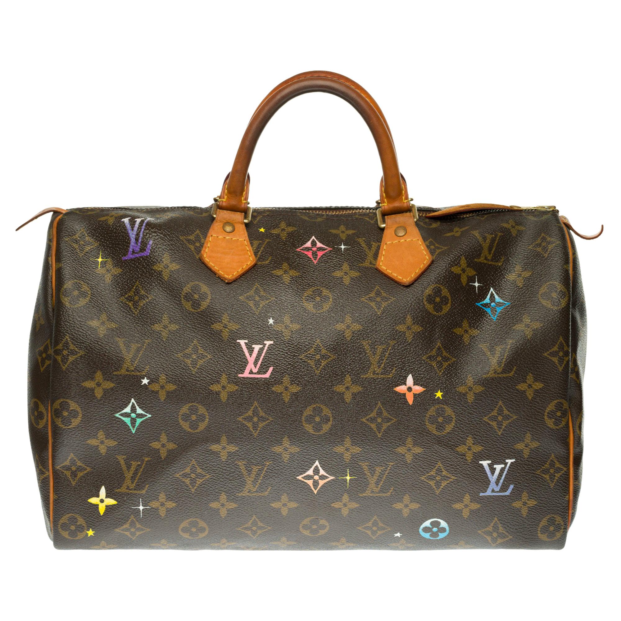 Customized Louis Vuitton Speedy 35 handbag in Monogram canvas