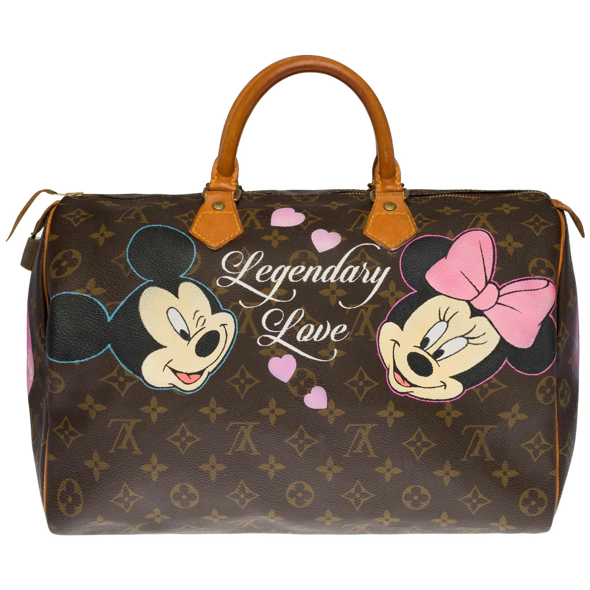 Customized Louis Vuitton Speedy 35 "Legendary Love" handbag in Monogram canvas