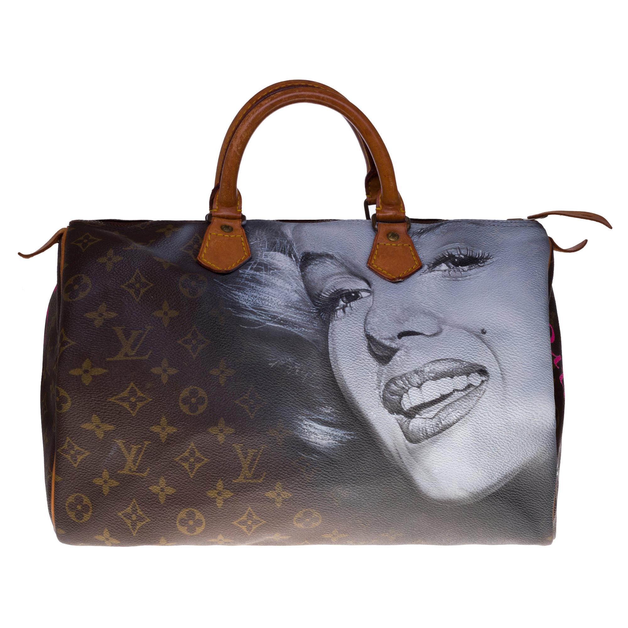 Customized Louis Vuitton Speedy 35 "Marilyn Monroe" handbag in Monogram canvas