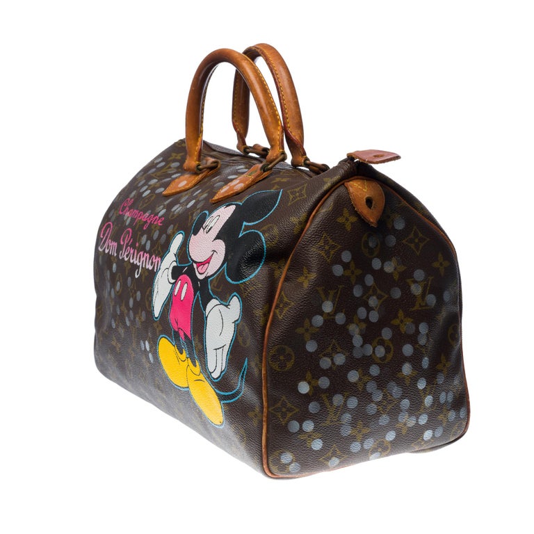 LOUIS VUITTON Customized Speedy 35 "Mickey loves Champagne "  handbag