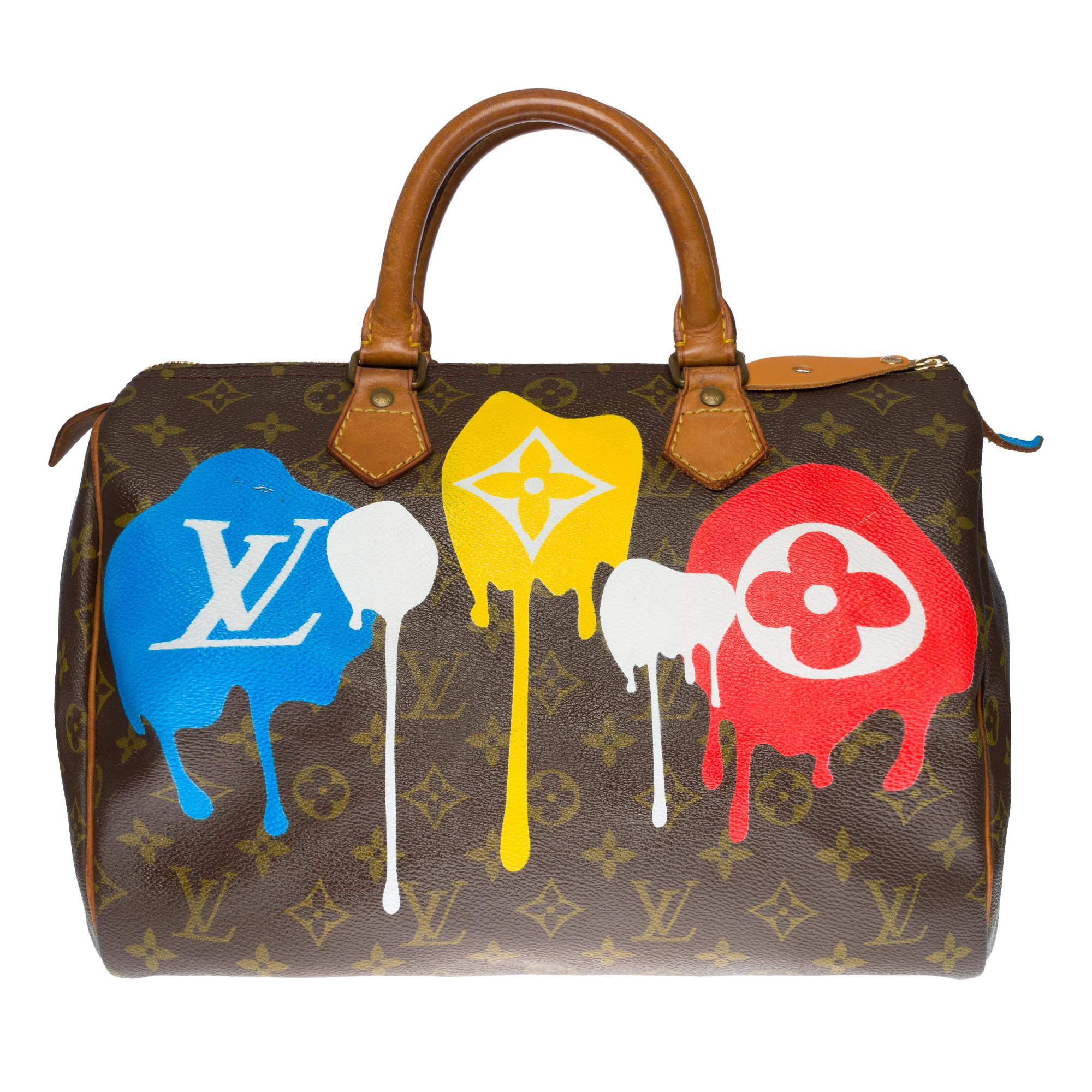 Beautiful Louis Vuitton Speedy 30 handbag in Monogram canvas customized 