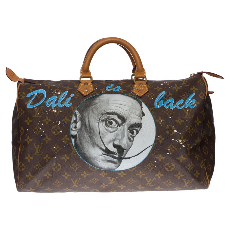 Customized Louis Vuitton Speedy 40 handbag in Monogram canvas "Dali is back" For Sale