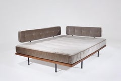 Customized Lounger, Reclaimed Hardwood, Brass Structure, by P. Tendercool