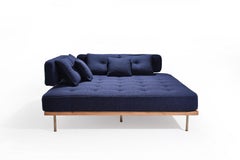 Customized Lounger, Reclaimed Hardwood, Brass Structure, by P. Tendercool