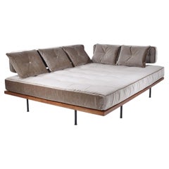 Customized Lounger, Reclaimed Hardwood, Brass Structure, by P. Tendercool