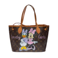 Customized "Lovely Girls" Neverfull PM Tote bag in brown canvas with Pouch