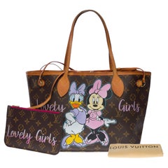 Customized "Lovely Girls" Neverfull PM Tote bag in brown canvas with Pouch 
