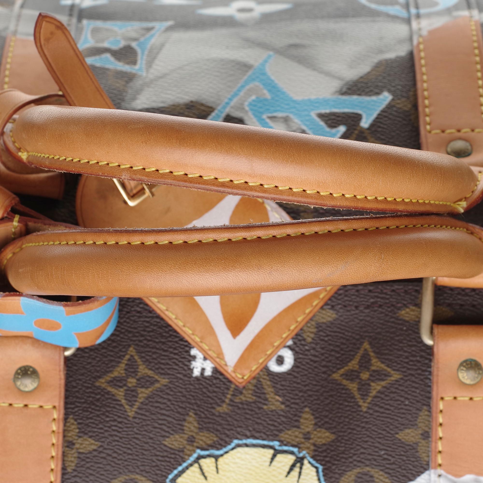 Customized LV Keepall 60 Travel bag in monogram canvas 