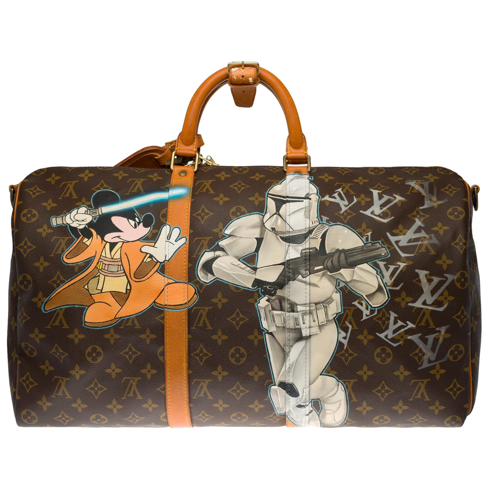 Customized "Mickey Vs Stormstrooper" Louis Vuitton Keepall 50 travel bag