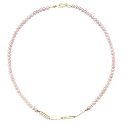 Nom personnalisé Collier or perle rose