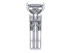 Customized Order 3 Platinum Rings With Emerald Cut Diamonds