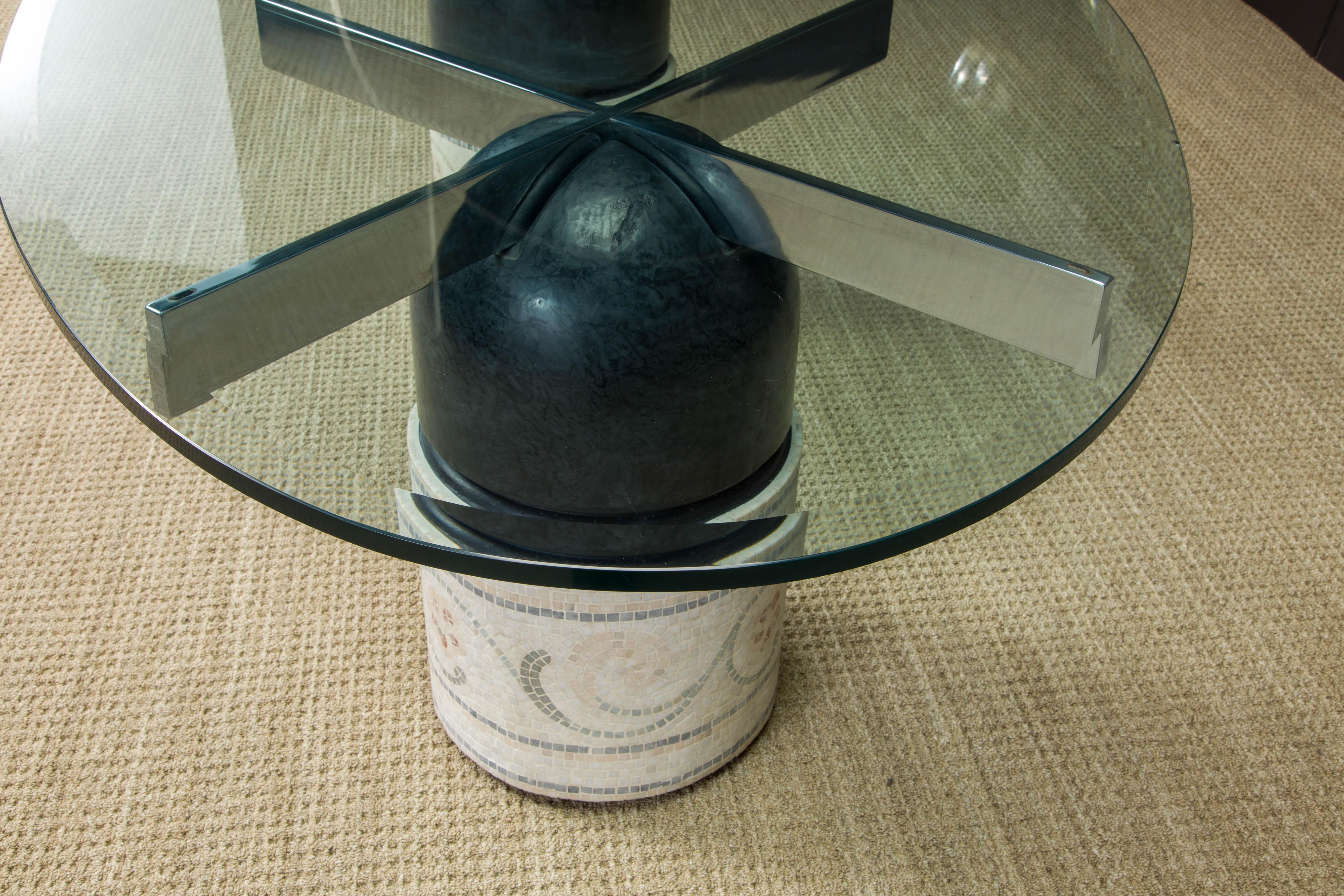 Late 20th Century Customized 'Paracarro' Dining Table Base by Giovanni Offredi for Saporiti 1970s For Sale