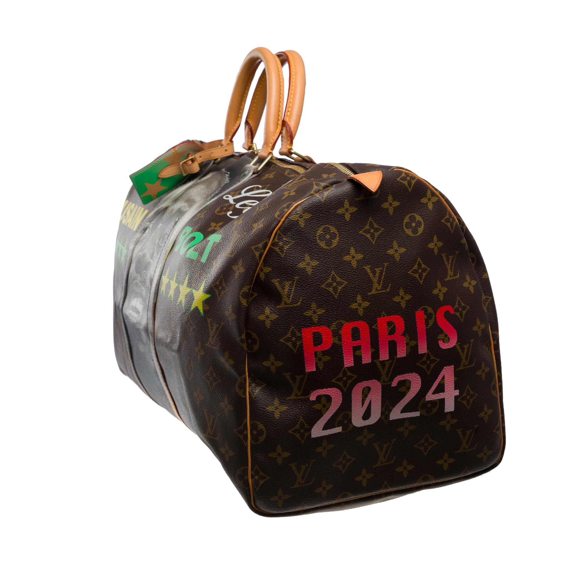 Maßgefertigte „Usain Olympic Legend@Paris 2024“ LV Keepall 55 Reisetasche  im Angebot 1