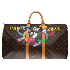 Used Customized "Usain Olympic Legend@Paris 2024" LV Keepall 55 Travel bag 