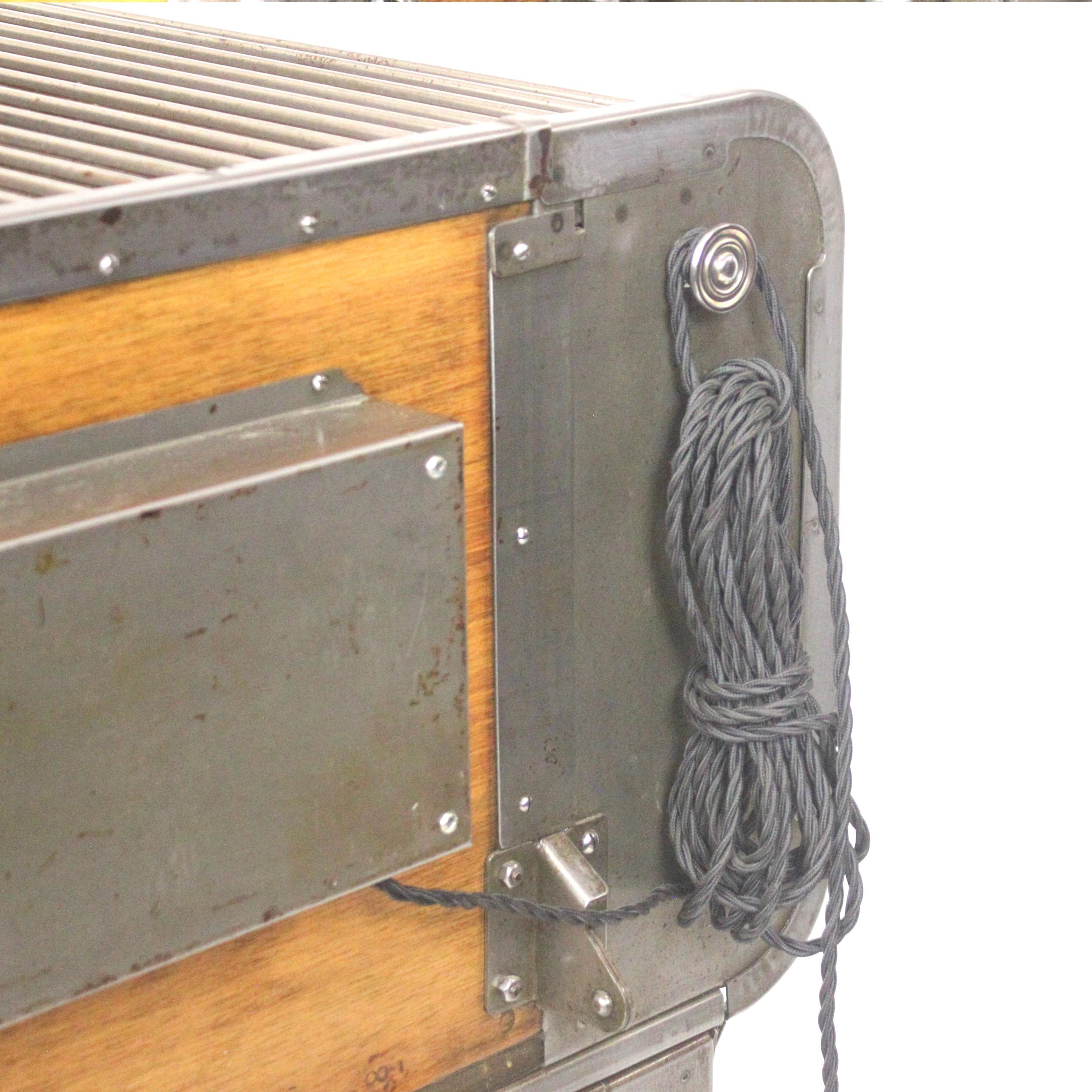 Early 20th Century Customized Vintage Industrial Steel Folding Roll Top Desk with Chair by Toledo