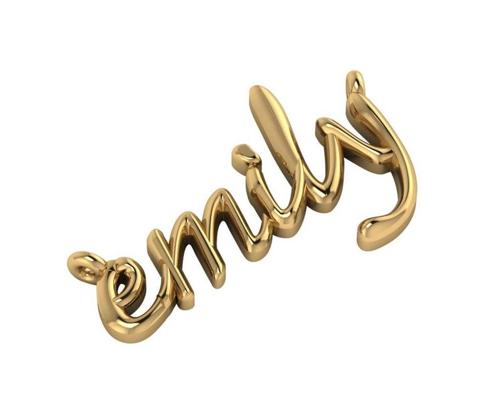 Customized your very own nameplate in 14K, 18K Yellow, White, Rose Gold or Platinum.
Diamond or gemstone can be added to most names or a decorative one of the chain. 
Prices vary depending on amounts of letters. 

Price shown for 6
