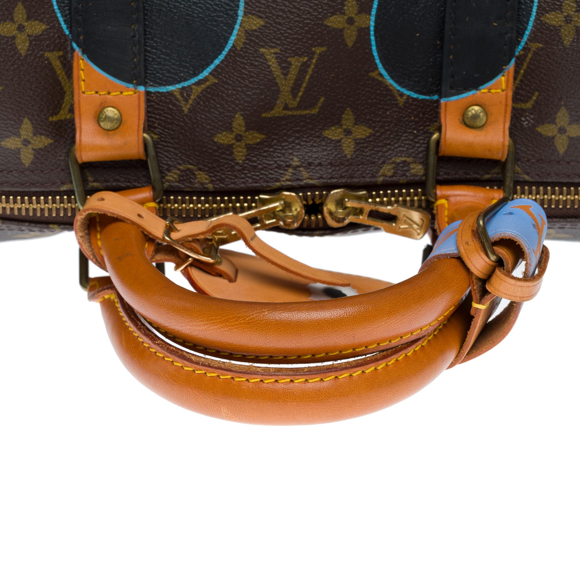 Borsa da viaggio Louis Vuitton Keepall 55 in tela personalizzata 
