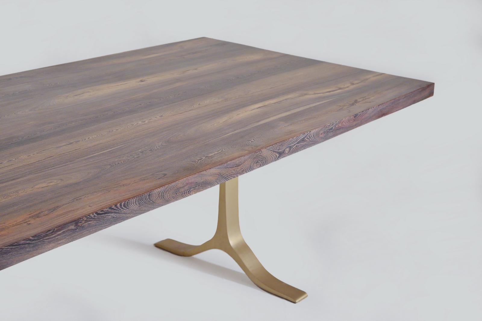 Contemporary Customizes Burmese Black Wood, Dining Table on Brass Base by P. Tendercool For Sale