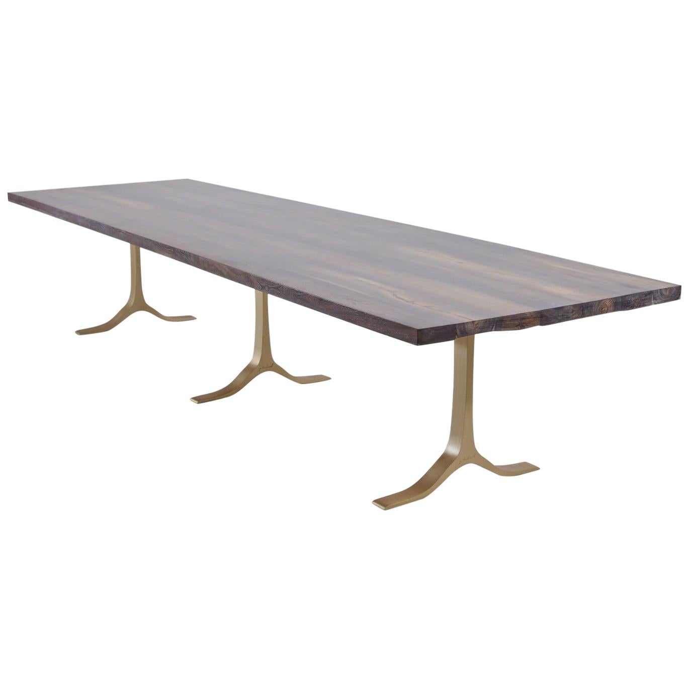 Customizes Burmese Black Wood, Dining Table on Brass Base by P. Tendercool For Sale