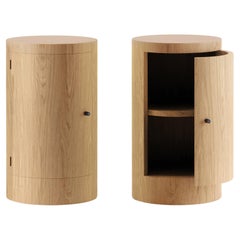 Custom Pair of Constant Night Stands in Oiled Oak Wood by 25"H x 18"diam