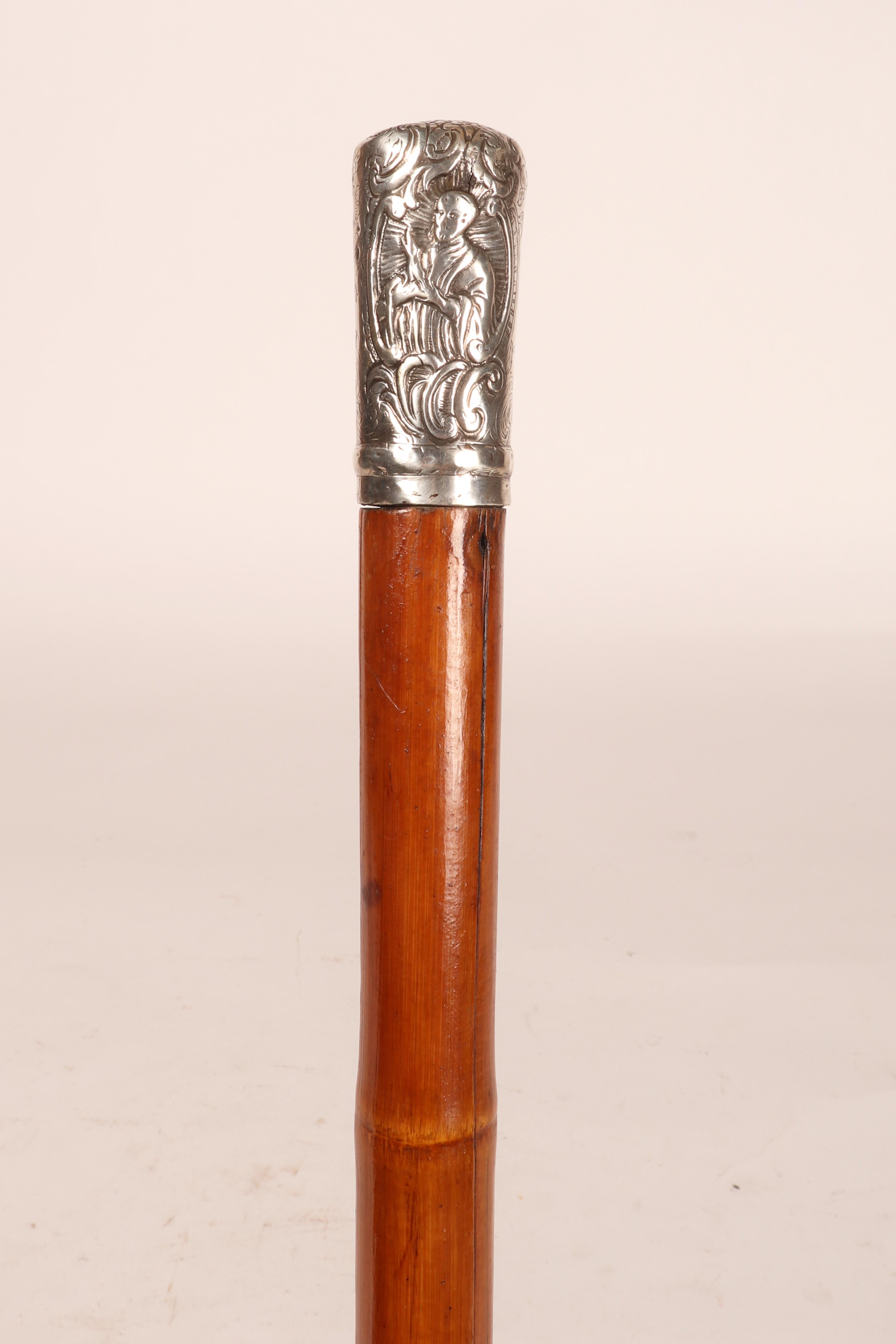 Silver Customs officer's walking stick for goods inspection, Germany, 1870. For Sale