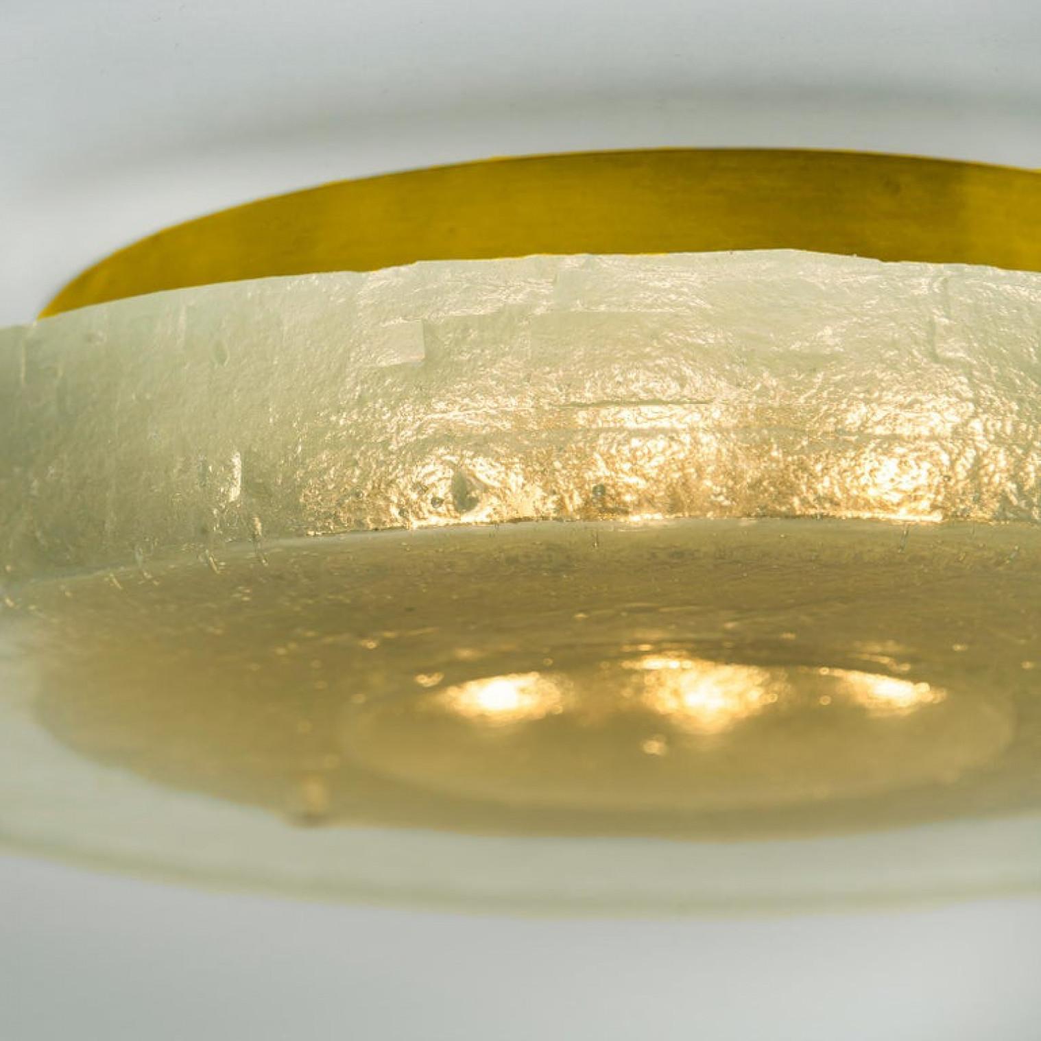 Other Custum Made Fused Bull’s-Eye Glass and Brass Wall Light or Flush Mount For Sale