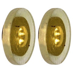 Custum Made Fused Bull’s-Eye Glass and Brass Wall Light or Flush Mount
