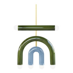 Lámpara Colgante Custumizable TRN D1, Cerámica Verde y Azul Claro