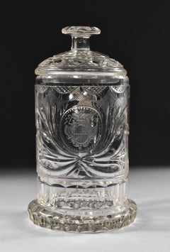 Cut and engraved glass tankard with coat of arms, 18th/19th century